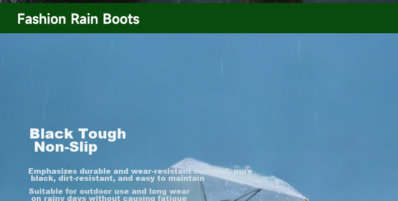 Lanoudun Rain Boots for Men And Women, Tall Waterproof Shoes, Outdoor Non-Slip Rubber Shoes, Wear-Resistant Soft-Soled Rain Boots YX1015 Size 43 12