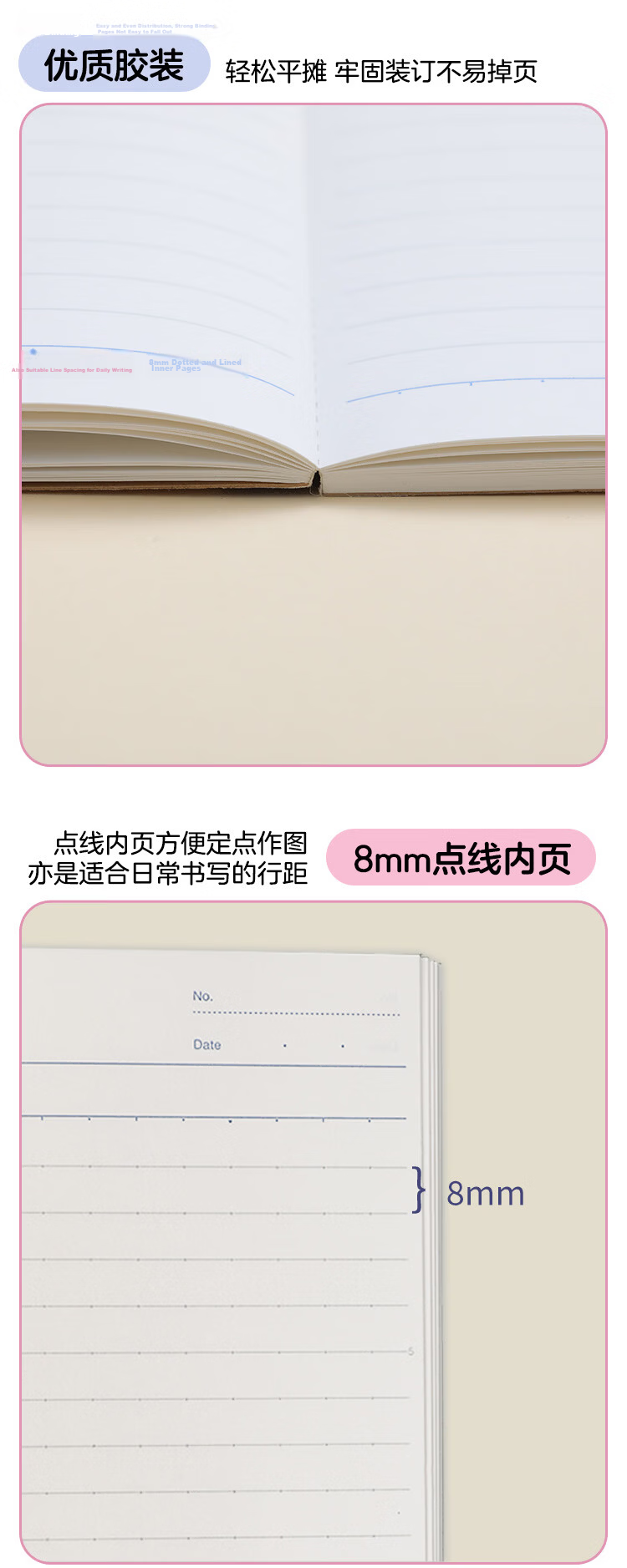 KOKUYO Back to School B5 40 Pages 8mm Dotted Line Kato Wooden Student Notebook Wirebound Glue-bound Office Stationery Softcover Blue 1 Pack WCN-CNB1474-2 5