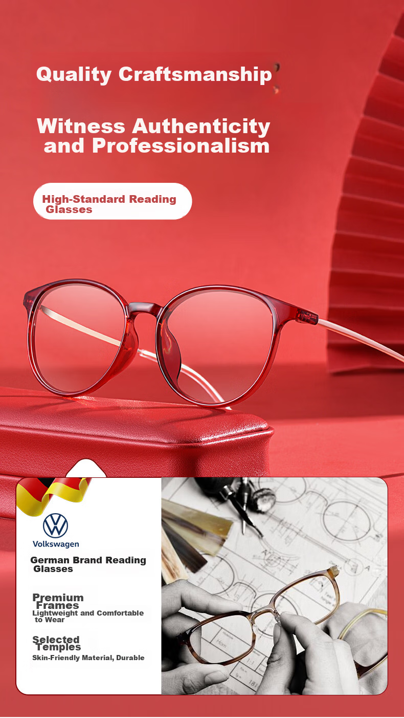 Volkswagen Genuine German Reading Glasses for Women Anti-Blue Light Ultra-Light Eyewear Mother's Day Gift for Mom 652-350 8