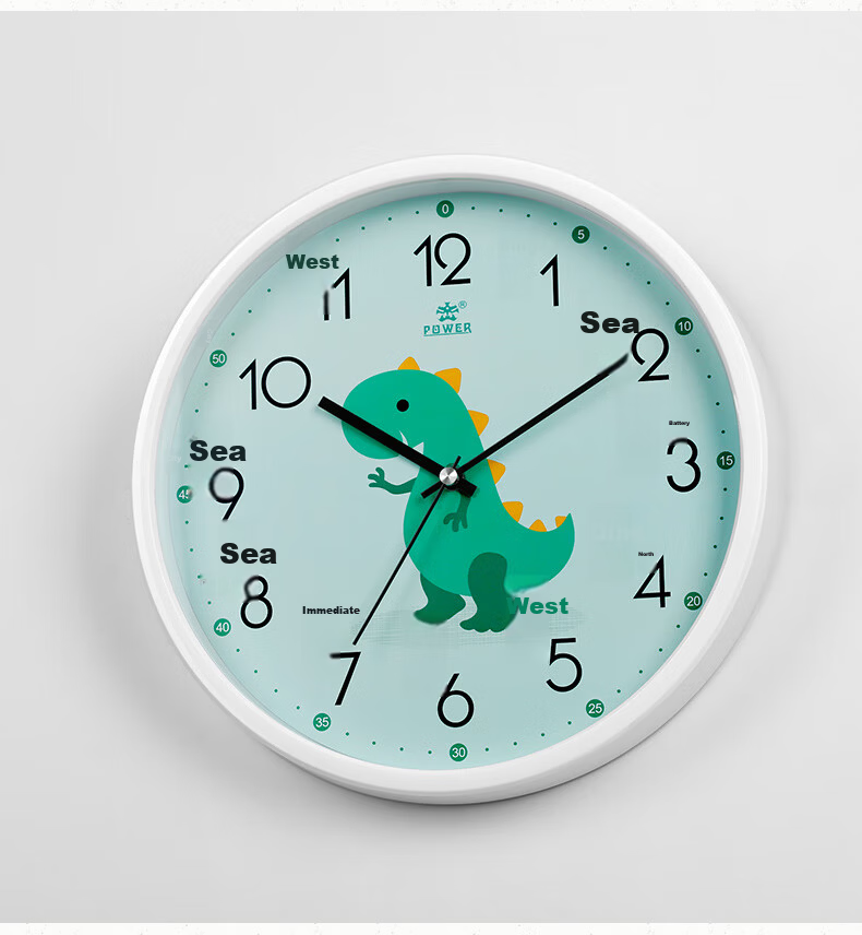 POWER Bawang Cartoon Creative Children's Wall Clock Slanted Student Learning Time Electronic Clock 30cm Dinosaur BW23043W8 17