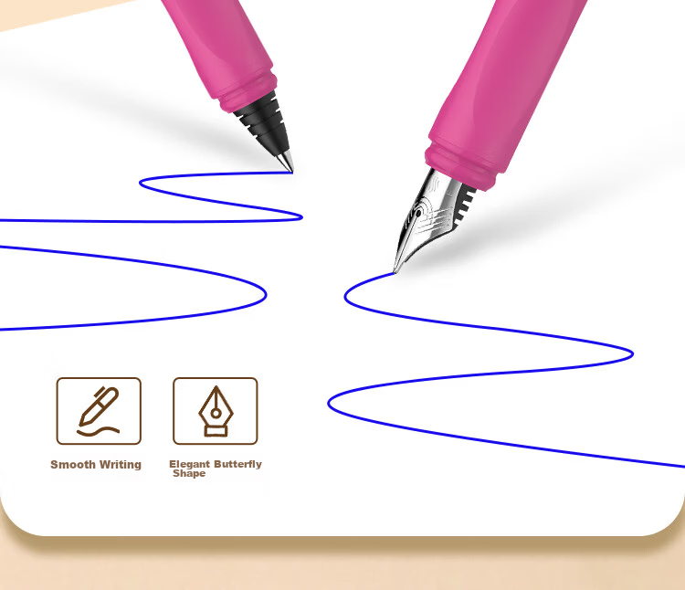 Schneider Qixi Festival Gift Pen and Ballpoint Pen Dual Nib Gift Box Wilderness Theme Student Calligraphy Adult Signature Erasable Ink Pen F Nib - Pink Mist Zebra 4