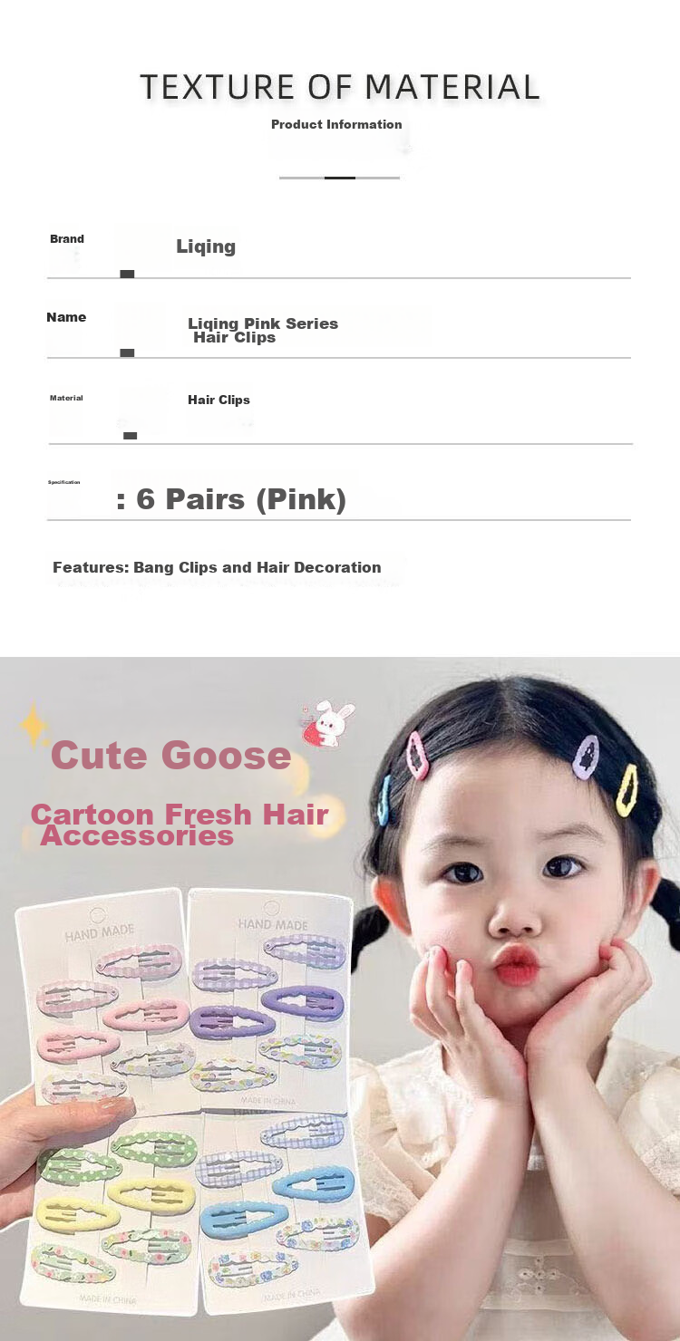 LiQing Children's Hair Clips [Pink, 12 Pieces] Dopamine Back of Head Waterdrop BB Clips Hairpins Side Bang Hair Accessories 2