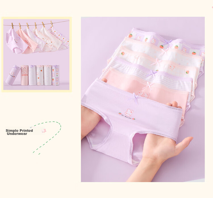 Langsha Girls' Children's Underwear Student Toddler Developmental Period Triangle Panties 6-Pack 11