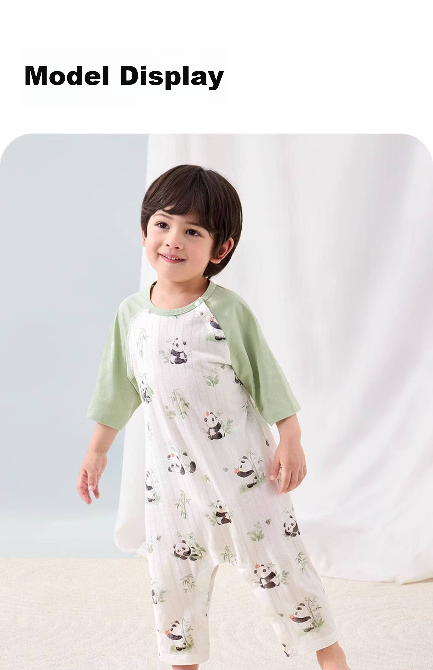 Kidsneed Children's One-Piece Pajamas Baby Summer Lightweight Unisex Air-Conditioned Homewear Romper 19