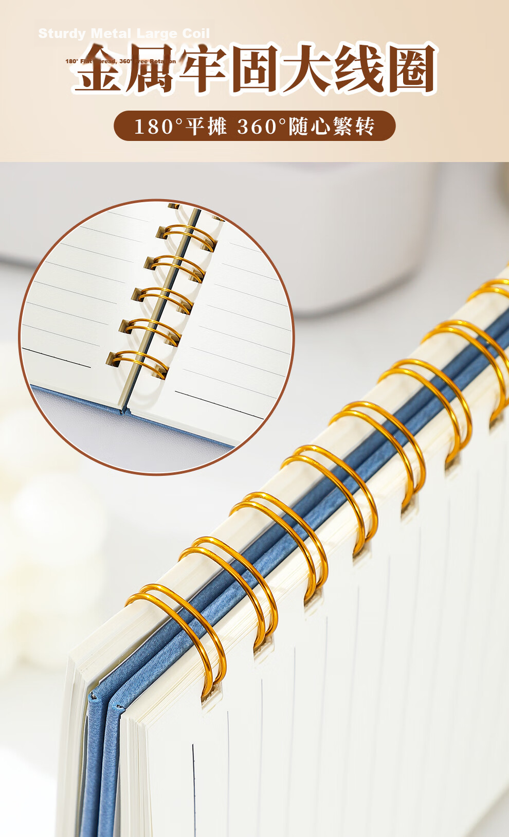 Jiaranheng A5 Hardcover Spiral Notebook with Strap, High-Quality Journal for Middle and High School Students, College Students, Graduate Exam Notes, Loose-Leaf Business Office Meeting Notebook, Dark G 5