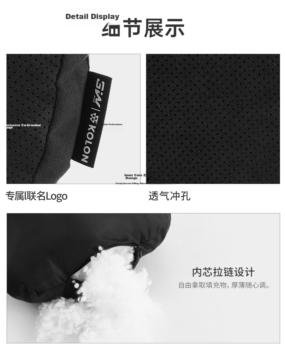 3W Korea Kolon Collaboration Tesla Xiaomi Car Headrest Neck Pillow Perforated Black 9