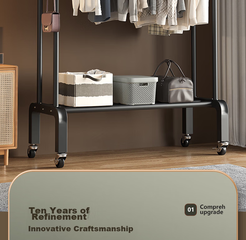Nanye Floor-Standing Clothes Rack, Indoor Coat Hanger, Bedroom Clothes And Hat Stand, Dormitory Drying Rack, Simple Storage YJM-12BL 2