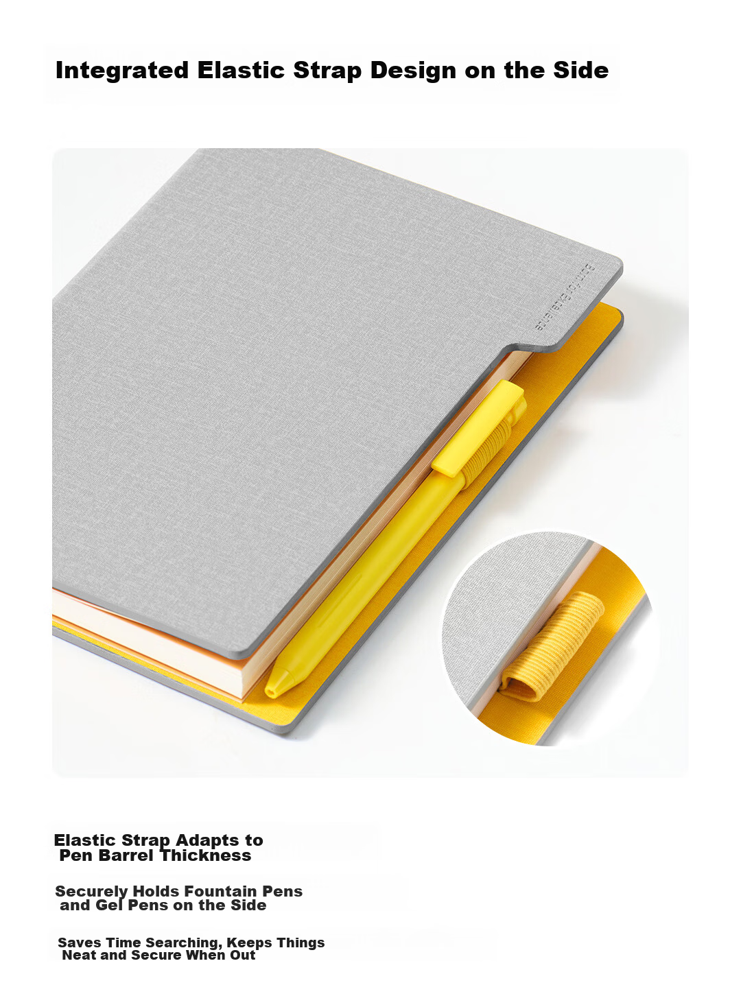 KACO MEMORY II Hard Cover Notebook A5/96 Pages/8mm Ruled (Gray/Yellow) Customizable Logo 4