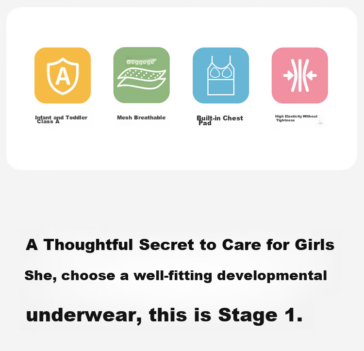 Dingguagua Girls' Developmental Cotton Vest Innerwear Tank Top Children's Cotton Bra Anti-Outline Teen Girl Color Cotton 150/75 3
