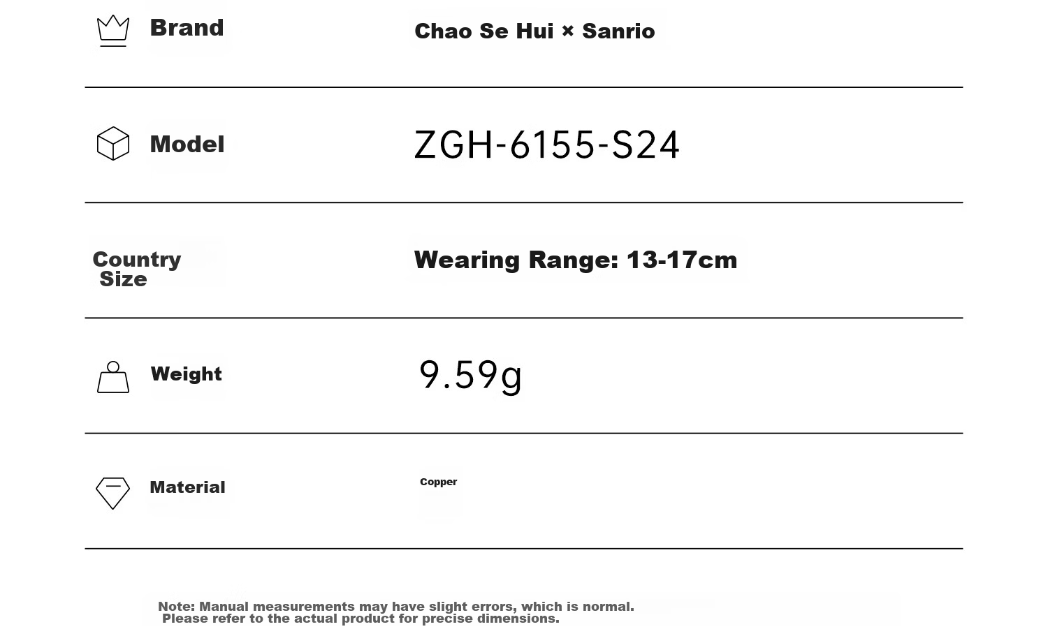 ChaoSeHui Sanrio Hello Kitty Bracelet for Girls Children's Bangle Birthday Gift for Girlfriend Qixi Festival 6155 24