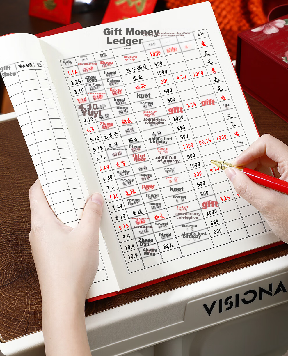 Faramon Gift Money Accounting Book for Weddings and Celebrations, Guest Gift Registry, Personal Gift Transactions Ledger, Leather Cover Gift Money Register, Sign-in Book A5 - Gift Money Ledger 6
