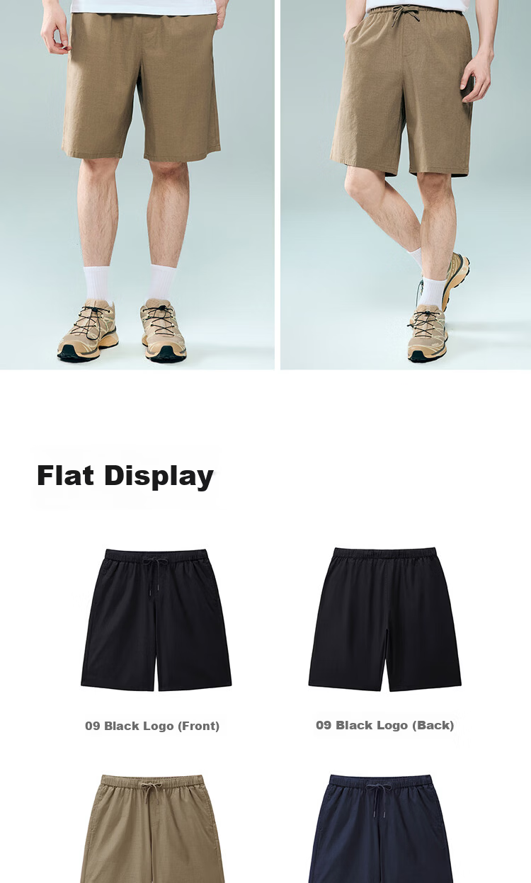 Giordano Men's 2026 Summer New Lyocell Cotton Drawstring Elastic Waist Casual Shorts 13106314 19