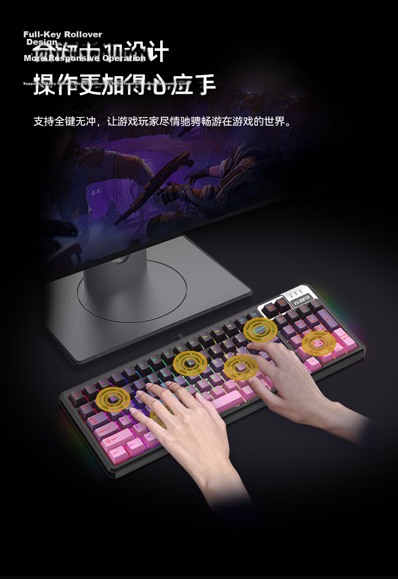 Western Hunter CK98PRO Magnetic Axis Keyboard 98-Key Wired Gaming Keyboard Full-Key Hot-Swappable FPS Dual-Drive Valorant Delta PUBG Gaming Keyboard 16