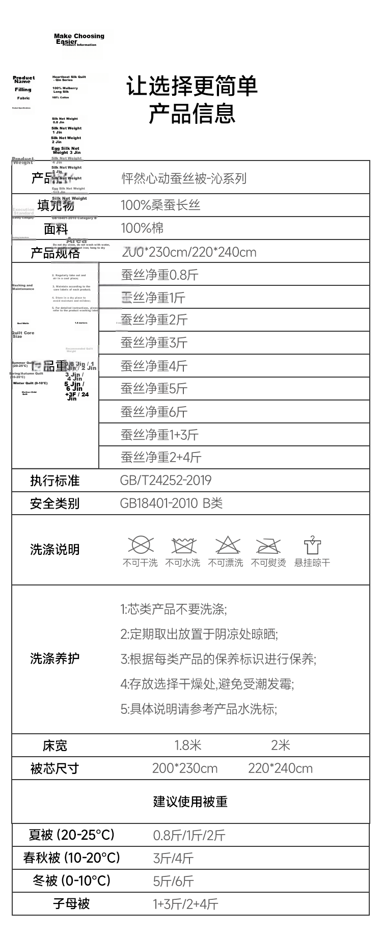 Qianhuang Heartbeat Anti-Mite and Antibacterial Quilt 100% Mulberry Silk Summer Quilt Approx. 3 Jin 200*230cm White 9