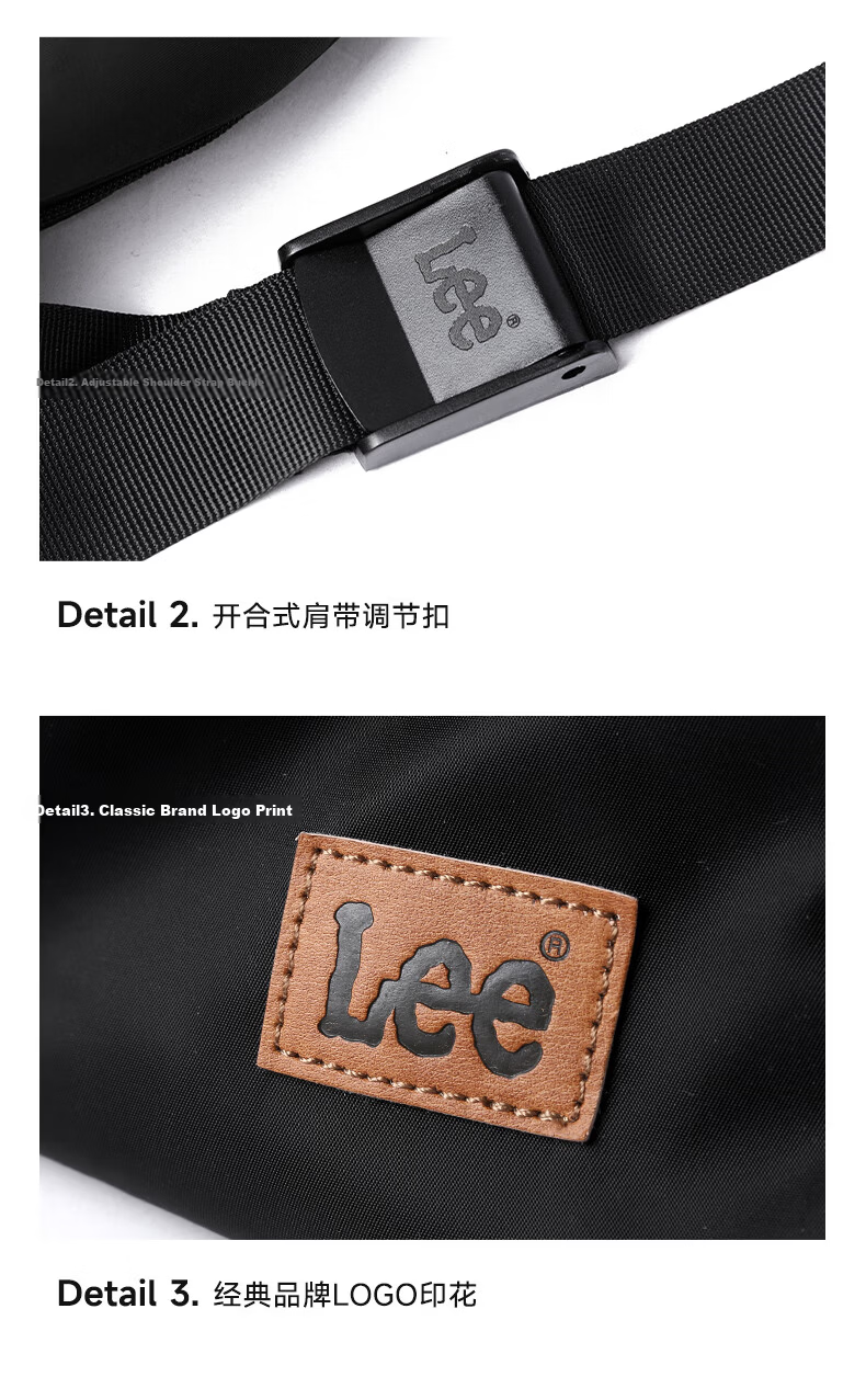 Lee Men's Crossbody Bag, Trendy Casual Shoulder Bag for Women, Outdoor Sports Large Capacity Messenger Bag, Black 13