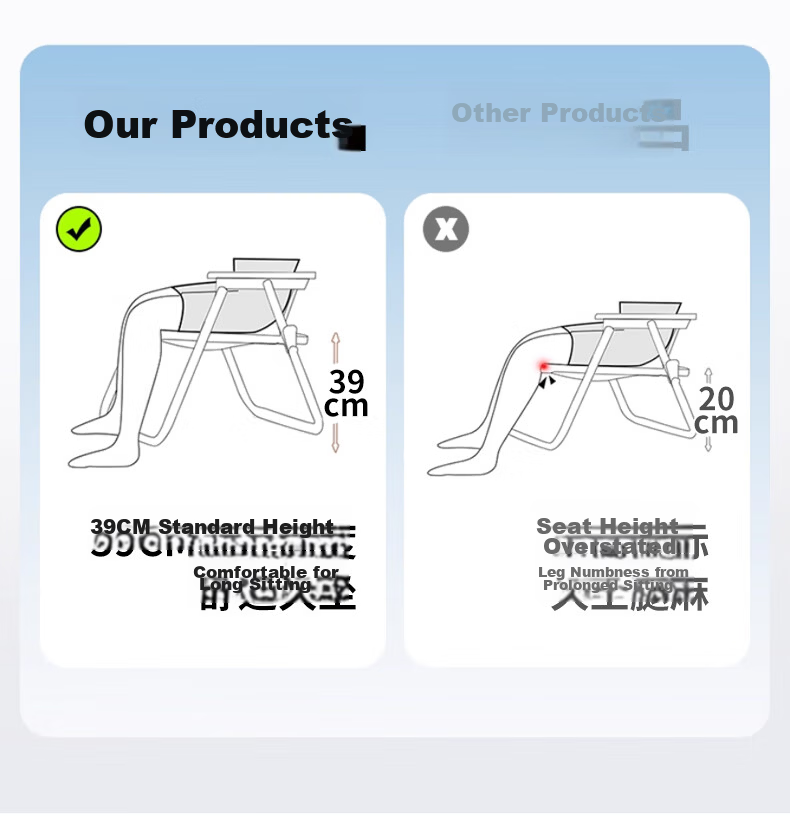 Jingcai Folding Chair Recliner Camping Chair Portable Outdoor Stool Beach Chair JHY8 Gray 10