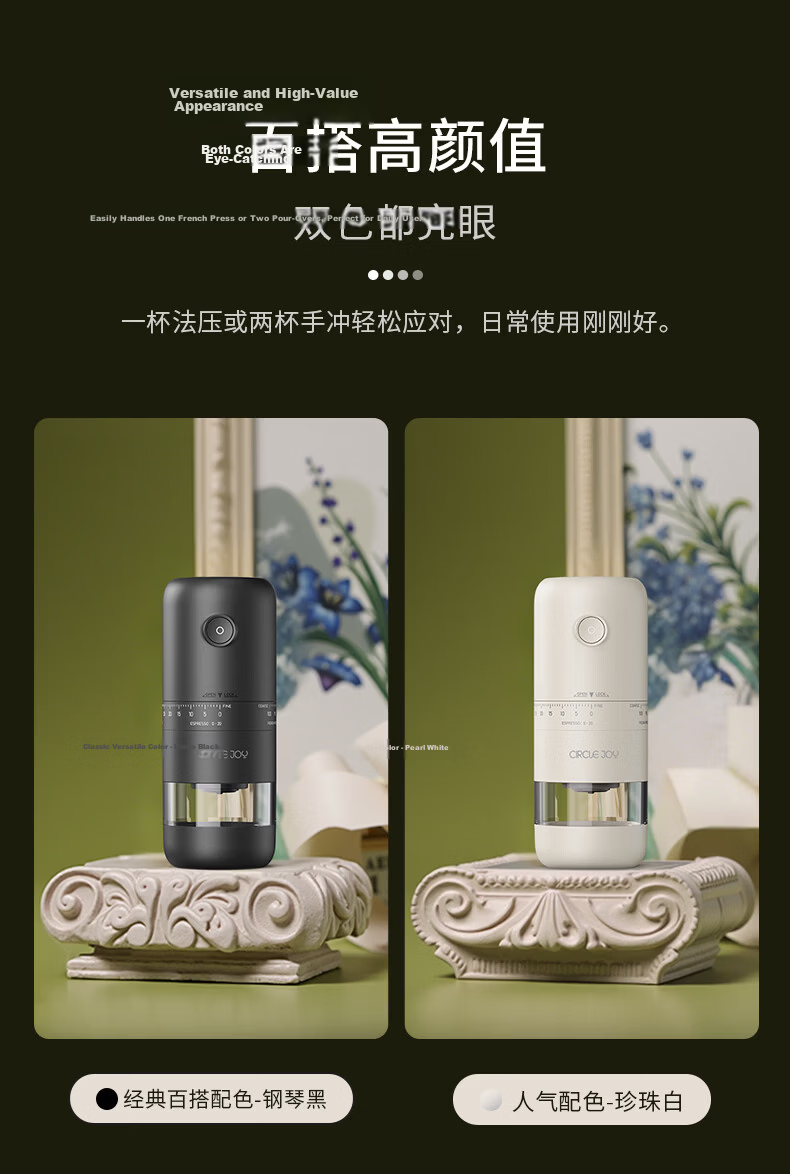 Circle Joy Electric Coffee Grinder Handheld Portable Manual Coffee Bean Grinder Automatic Powder Mill 20