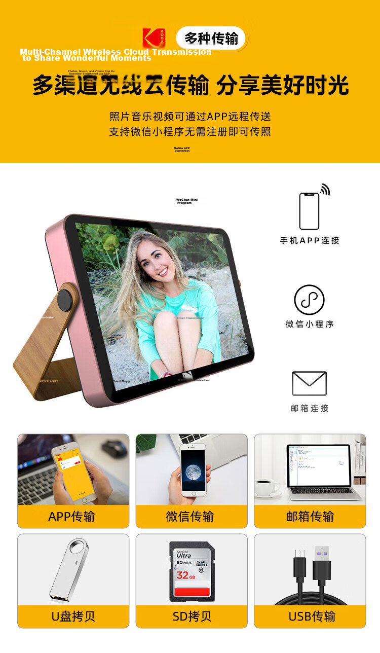 KODAK 108V Digital Photo Frame 10.1-inch HD Touchscreen Electronic Album Creative Gift Photo Video Player Rechargeable/Plug-in Ocean Blue 6