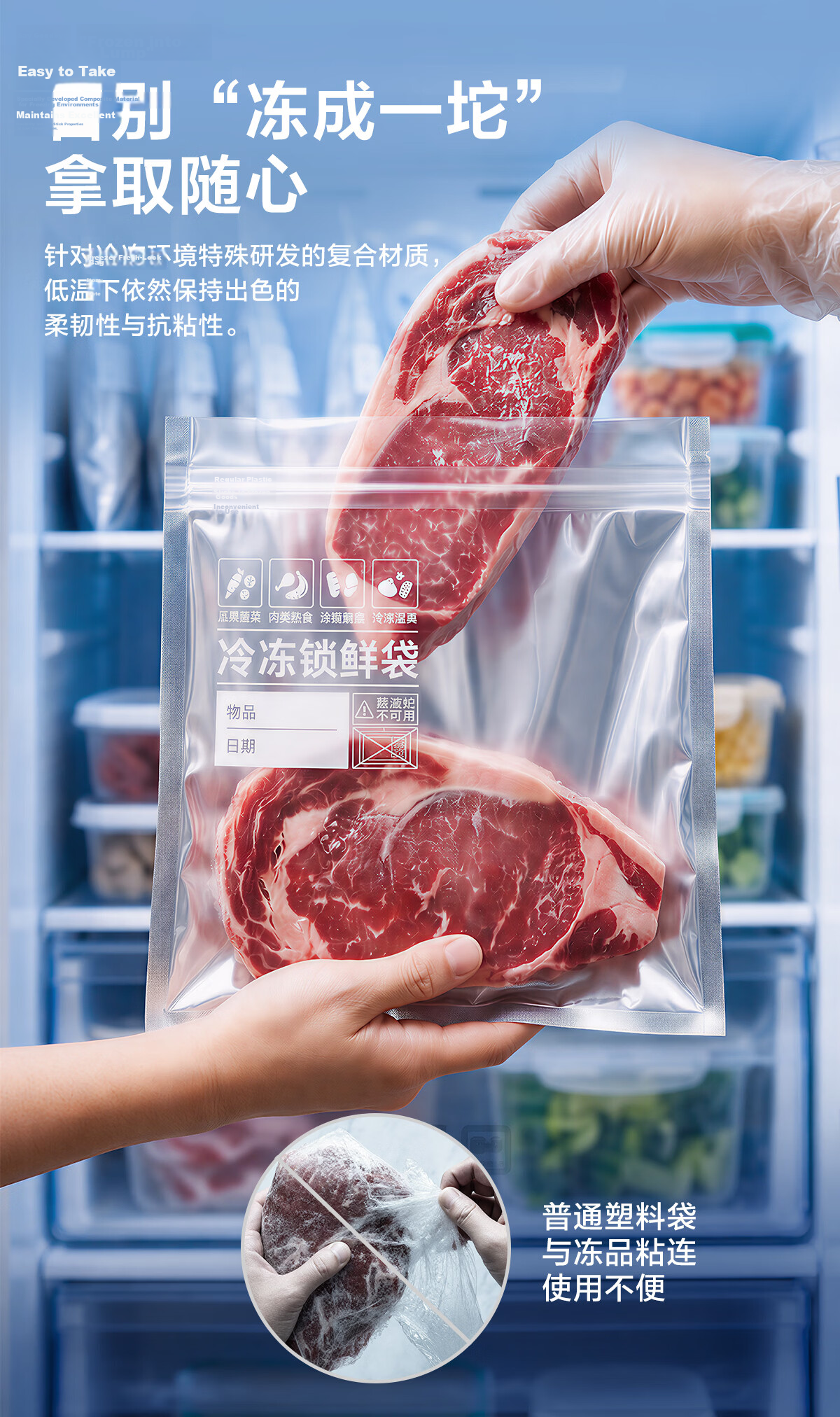 JD Jingzao Frozen Fresh-Keeping Bags Food-Grade Aluminum Foil Sealed Bags Large Size 10 Pieces for Refrigerator Seafood and Meat Freezing 9