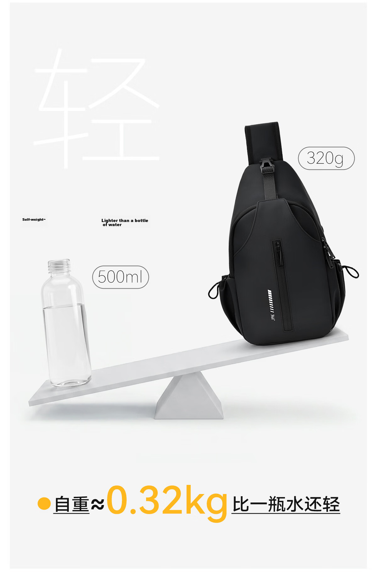 361° Men's Crossbody Bag 2026 New Trendy High-End Shoulder Bag Waterproof Travel Commuter Sports Chest Bag Small Backpack 17