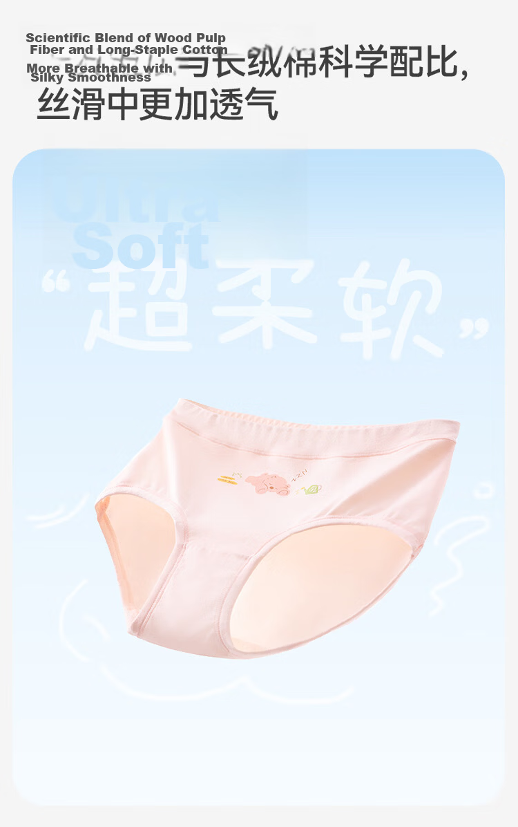 Jiusuiban Plant Cotton Children's Underwear Girls 7A Antibacterial Thin Triangle Panties Toddler Class A Silk Crotch Cartoon Girls Shorts 7