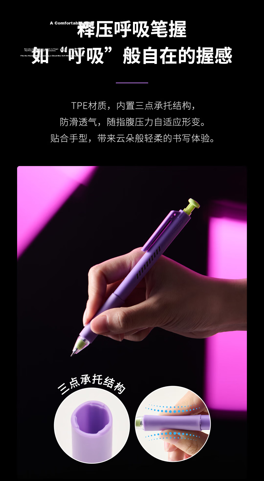 KACO 0.5mm Retractable Gel Pen Student Signature Pen High-Quality Black Quick-Dry Carbon Ballpoint Pen 1 Piece 4