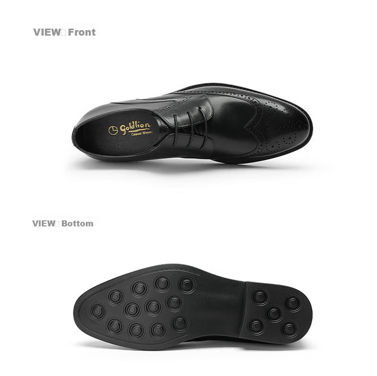 Goldlion Men's Shoes, Urban Formal Wear, Distinctive Carved Leather Shoes, Durable Comfortable Brogue Shoes, 59621018401A, Black, Size 40 24