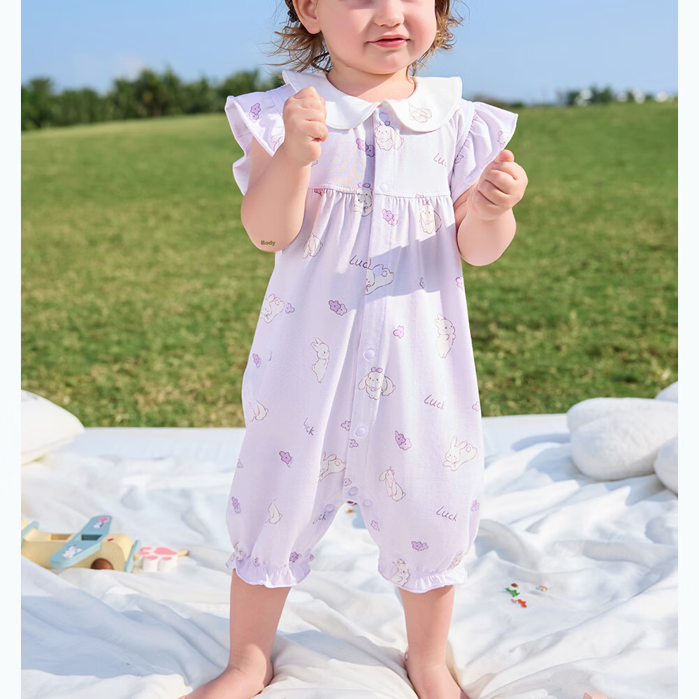 Betis Baby Girls' Modal Short Sleeve Summer Romper Cute Infant Toddler Jumpsuit 19