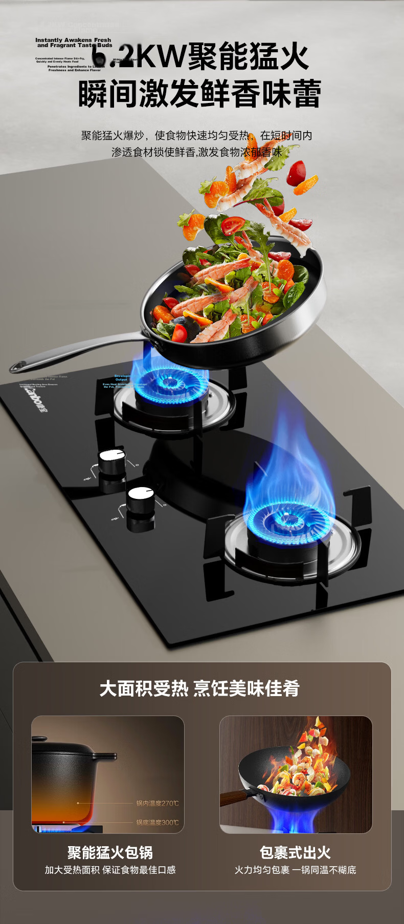Canbo Natural Gas Stove Double Burner 5.2KW High Firepower First-Level Energy Efficiency Stainless Steel Panel Removable Burner Windproof Energy Concentration Cover Built-in Kitchen Double Eye Stove Q 3