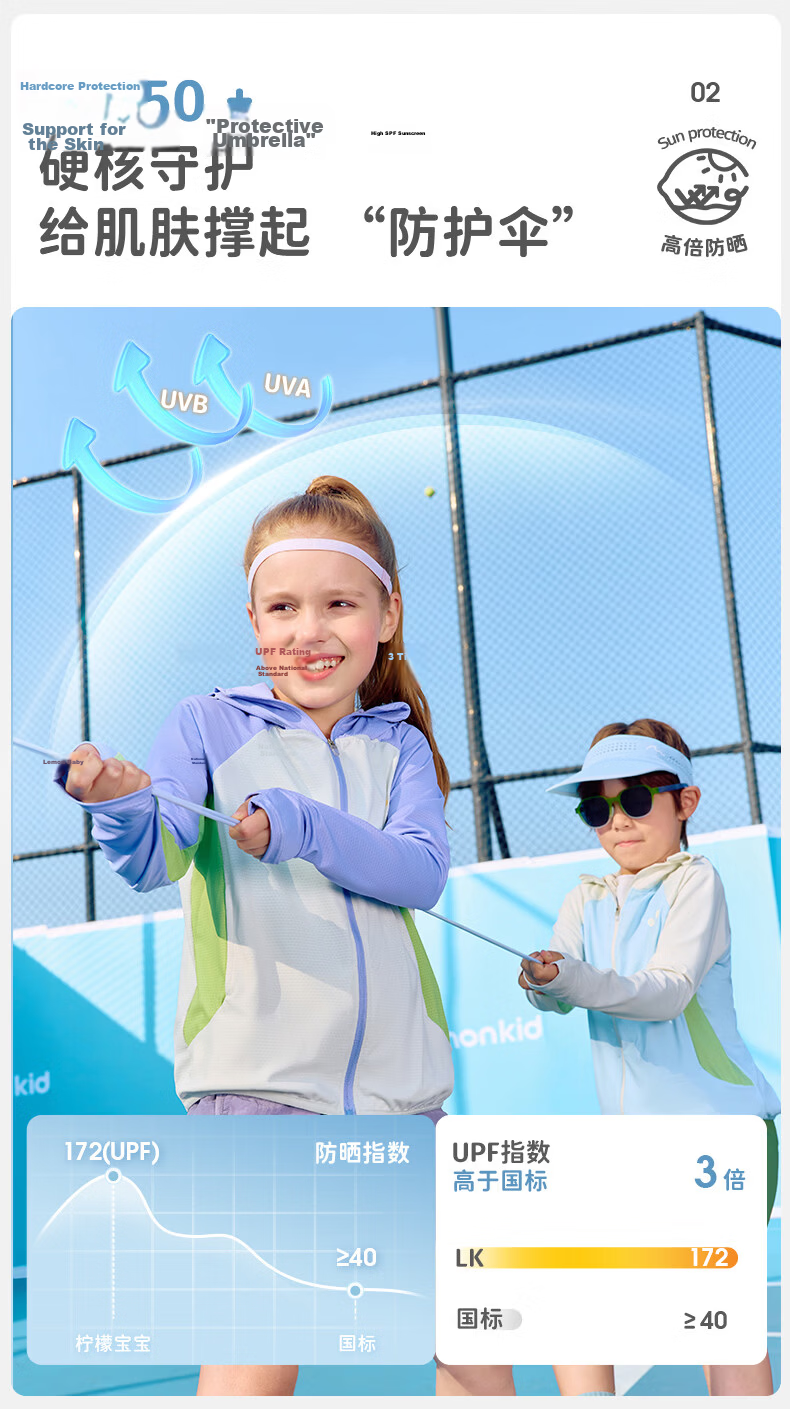 Lemonkid Kids UV Protection Hooded Sun Jacket Lightweight Breathable Outdoor Sunscreen Coat for Boys and Girls 6