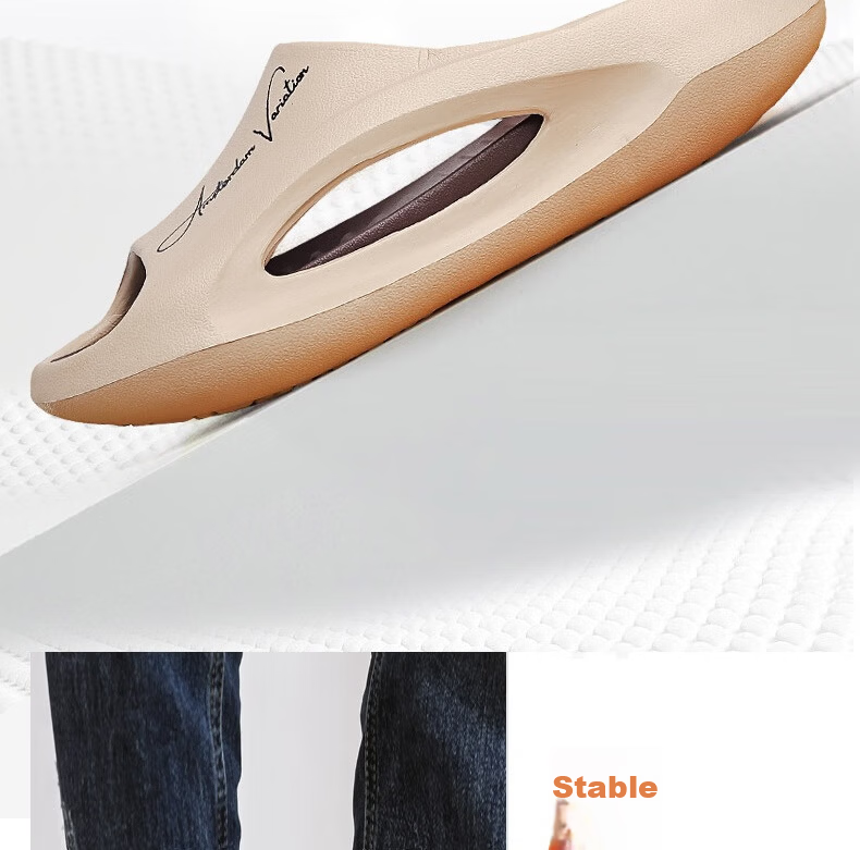Huamei Jianbu Couple's Home Bathroom Indoor and Outdoor Anti-Slip Soft Elastic Comfortable Slippers HM23161 Beige Orange Size 44-45 14