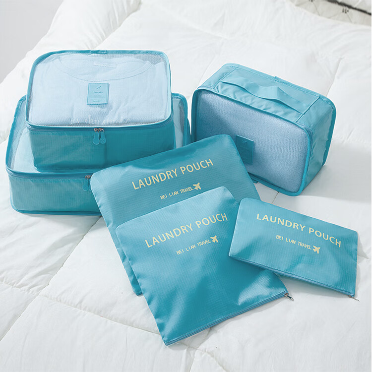 Xinqin Travel Toiletry Storage Set 6-Piece Navy Blue Organizer Bags for Luggage and Clothing 14