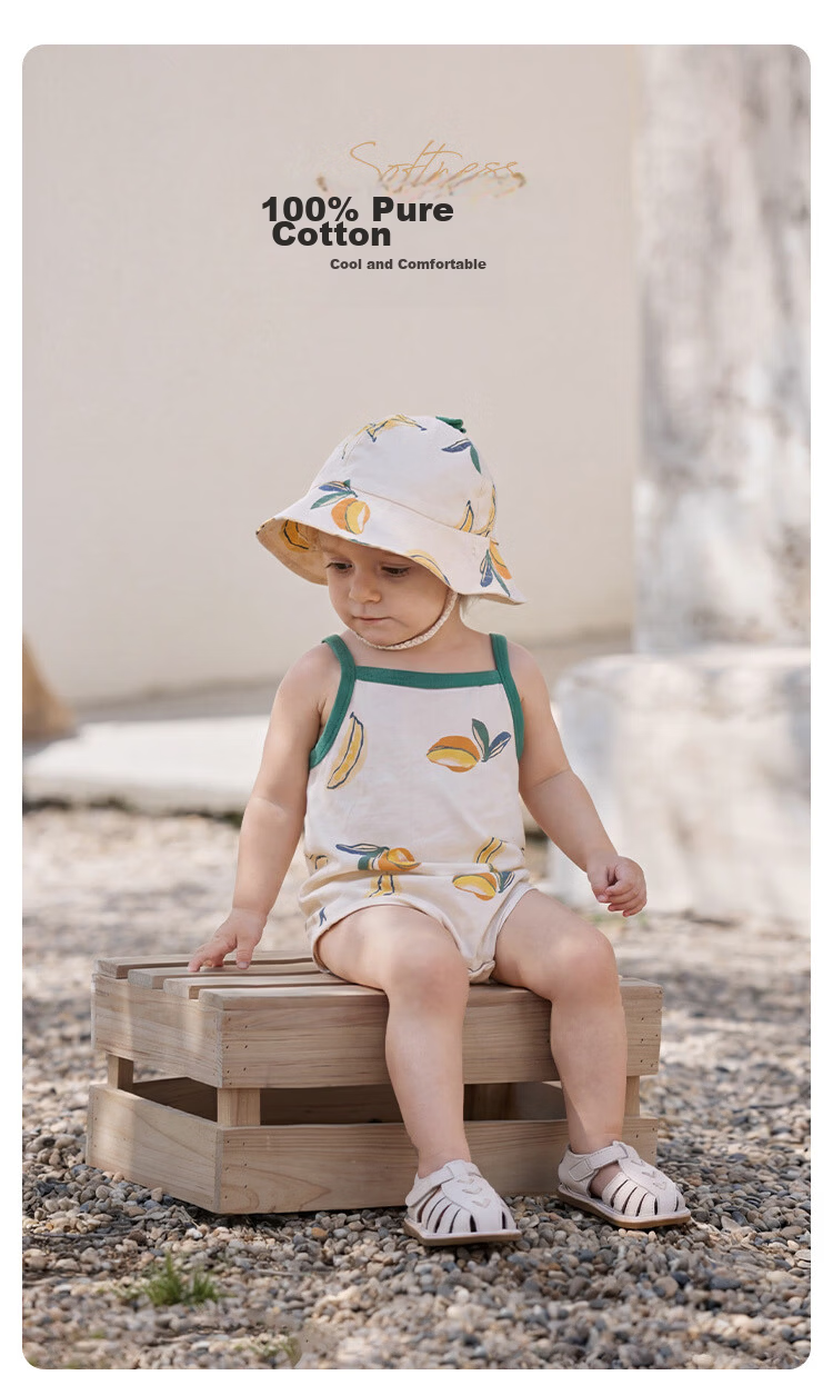 Babylove Baby Sleeveless Romper Summer Thin Cotton Bodysuit Toddler Triangle Jumpsuit Fruit Light Summer 1