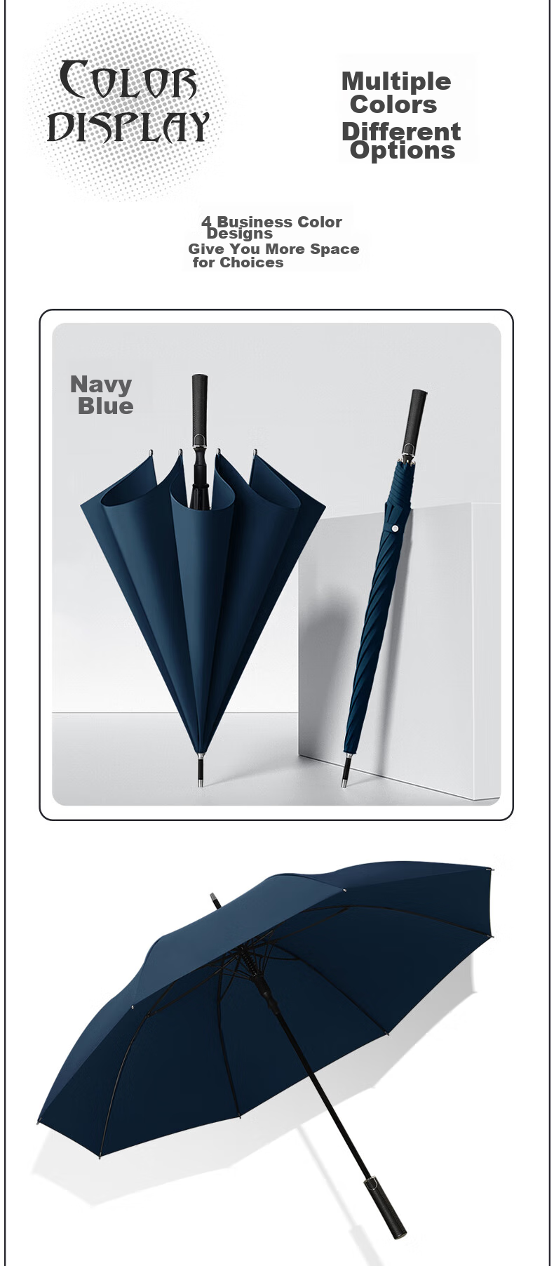 MAYDU Extra Large Umbrella, Long Handle Straight Pole Umbrella, 8 Ribs Manual Long Handle Umbrella for Men, Sun And Rain Protection, Wind-Resistant 10