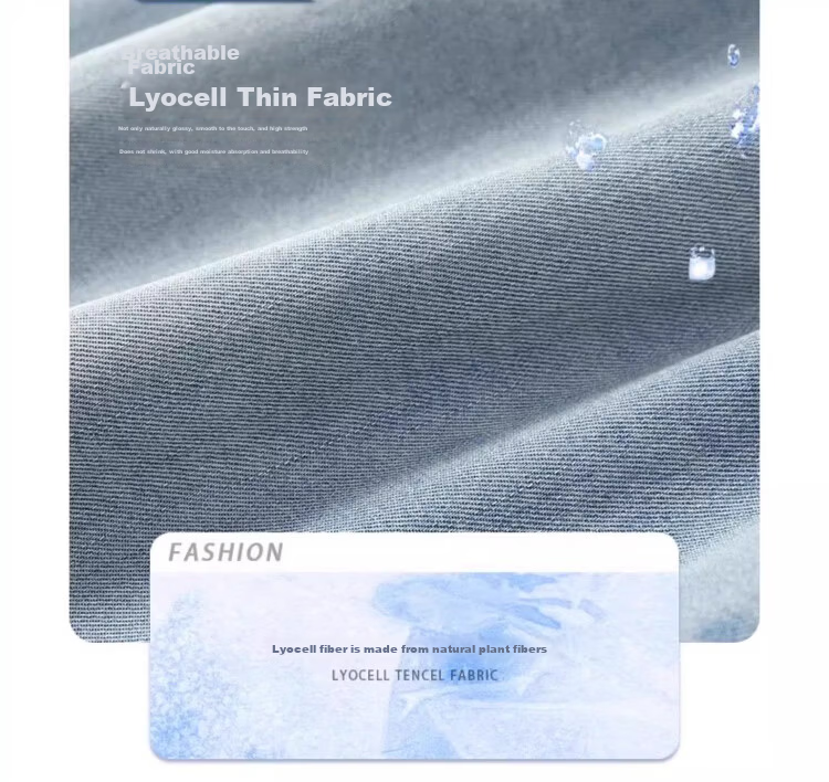 PLAYBOY Tencel Denim Shorts Men's Summer Thin Loose Straight Youth Ice Silk Knee-Length Pants 2026 New Model 4