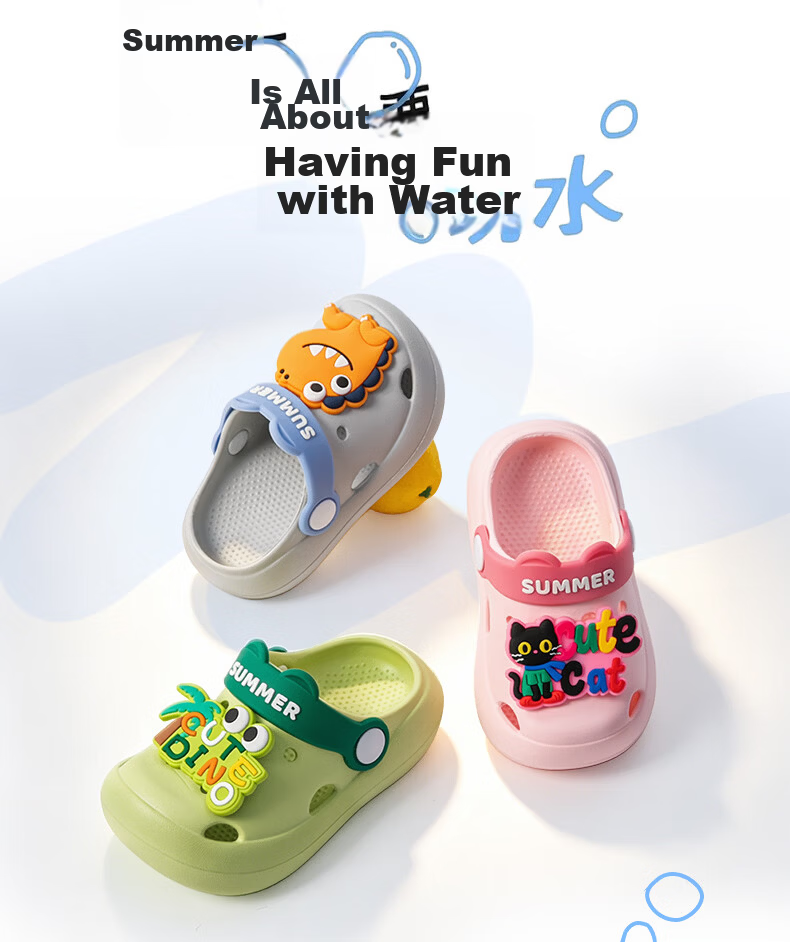Pig Daddy Kids Slippers Boys Girls Summer Indoor Non-Slip Closed-Toe Toddler Beach Clogs Pink Size 17 3