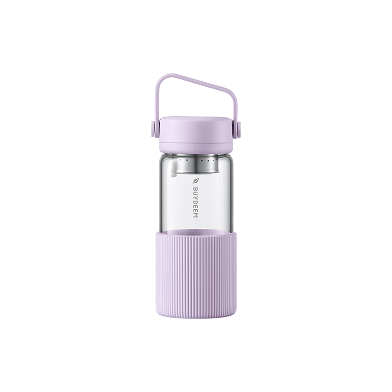 Buydeem Portable Tea Infuser Cup High-Temperature Resistant Glass Water Bottle with Titanium Tea Basket