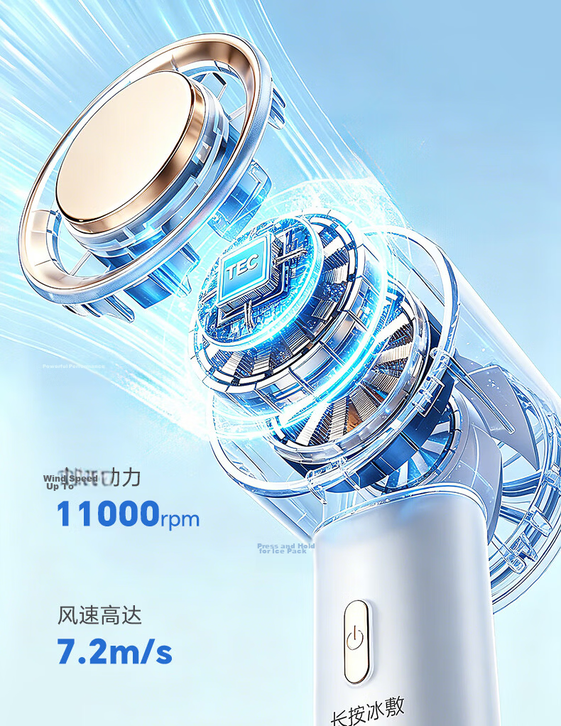 Gree [Bi Wenjun Same Style] Ultra-Quiet Handheld Semiconductor Cooling Mini Fan Portable Type-C Rechargeable Fan Outdoor Long Battery Life Camping Dorm Office 10
