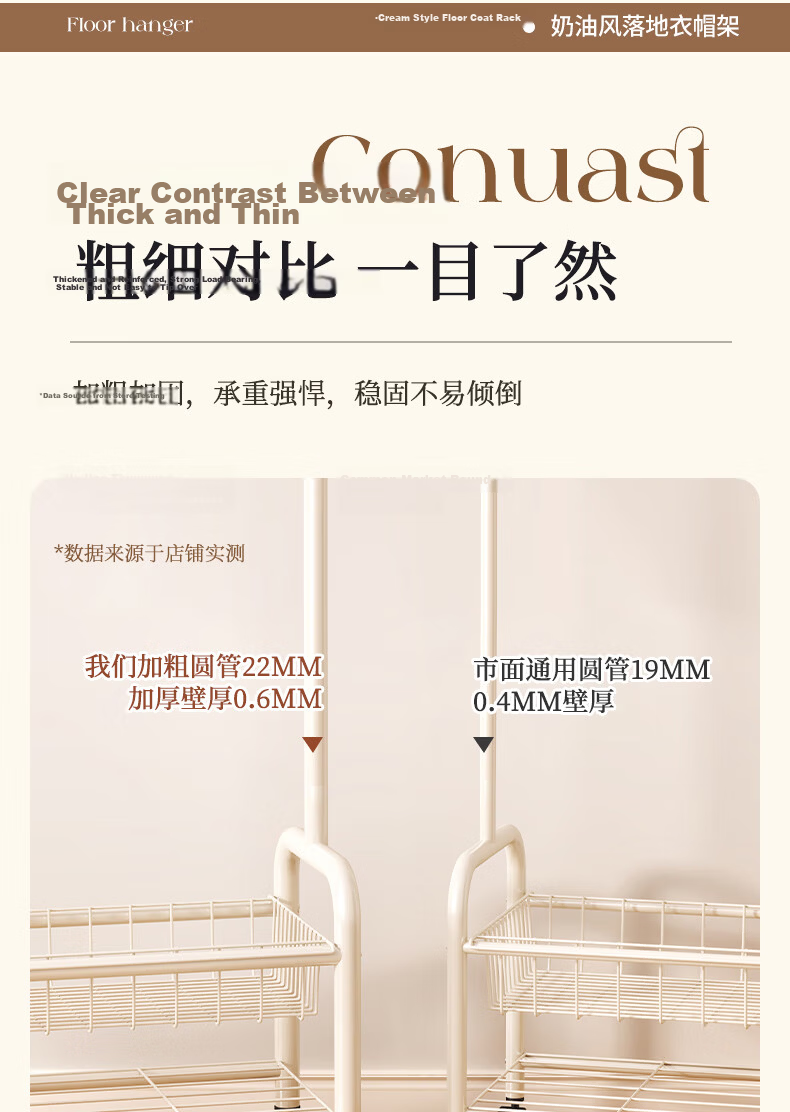Xiangzhubian Double-Layer 80cm White Floor-Standing Coat Rack Clothes Hanger for Bedroom Balcony Living Room Storage Organizer 5