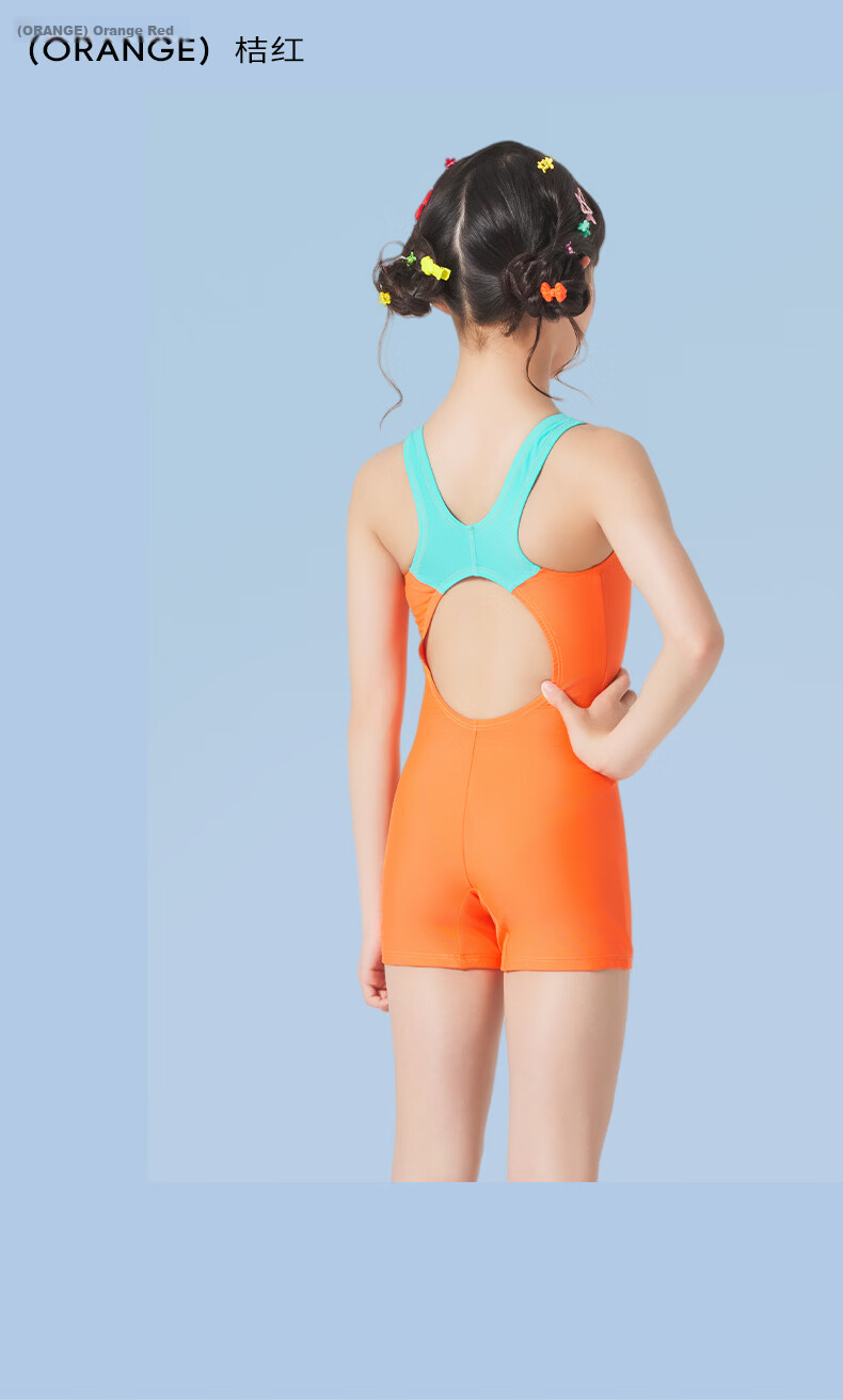 Hosa Girls' One-Piece Square-Leg Racing Swimsuit for Children, Youth Training and Competition Swimwear 19