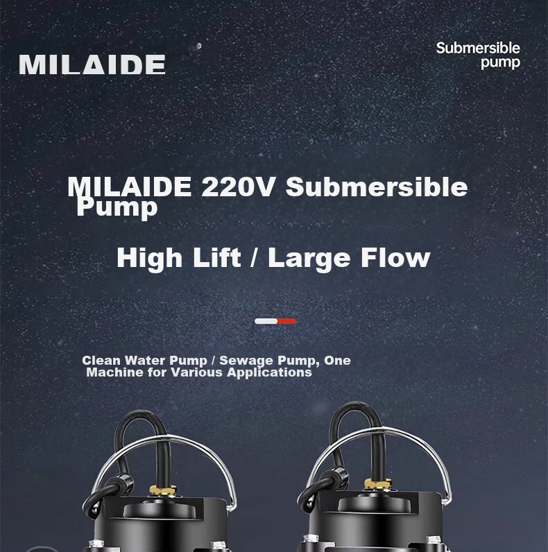 Milade Submersible Pump Household Well Water Pump 220V Stainless Steel Agricultural Sewage Pump Irrigation High Flow High Lift 8
