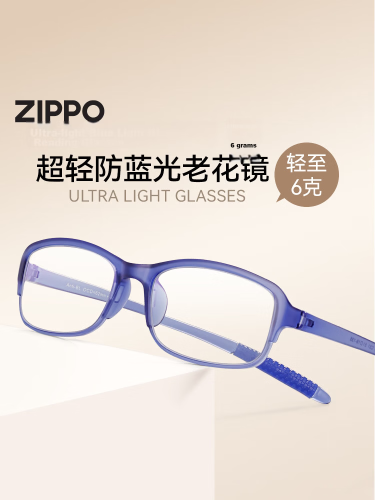 ZIPPO USA Anti-Blue Light Reading Glasses Unisex High-Definition Protective Imported Lens Portable Genuine Ultra-Light 5188 Blue 200 Degree 1