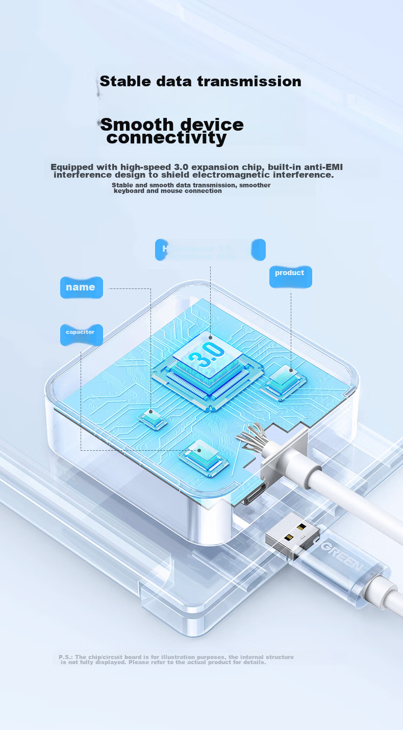 UGREEN USB 3.0 Hub, Multi-Port Splitter, High-Speed 4-Port Expansion Dock, HUB Concentrator, Laptop And Desktop Converter Adapter Extension Cable 9