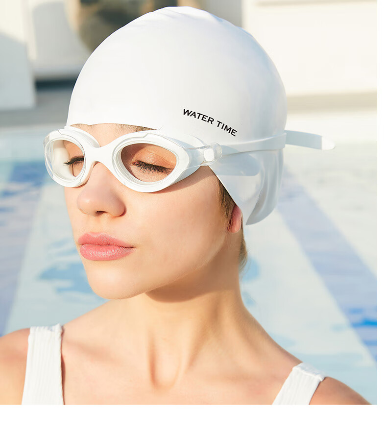 WATERTIME / Shuichuan Swimming Goggles, Nearsighted Waterproof Anti-Fog Large Frame with Prescription Lenses for Men And Women, White 300 15