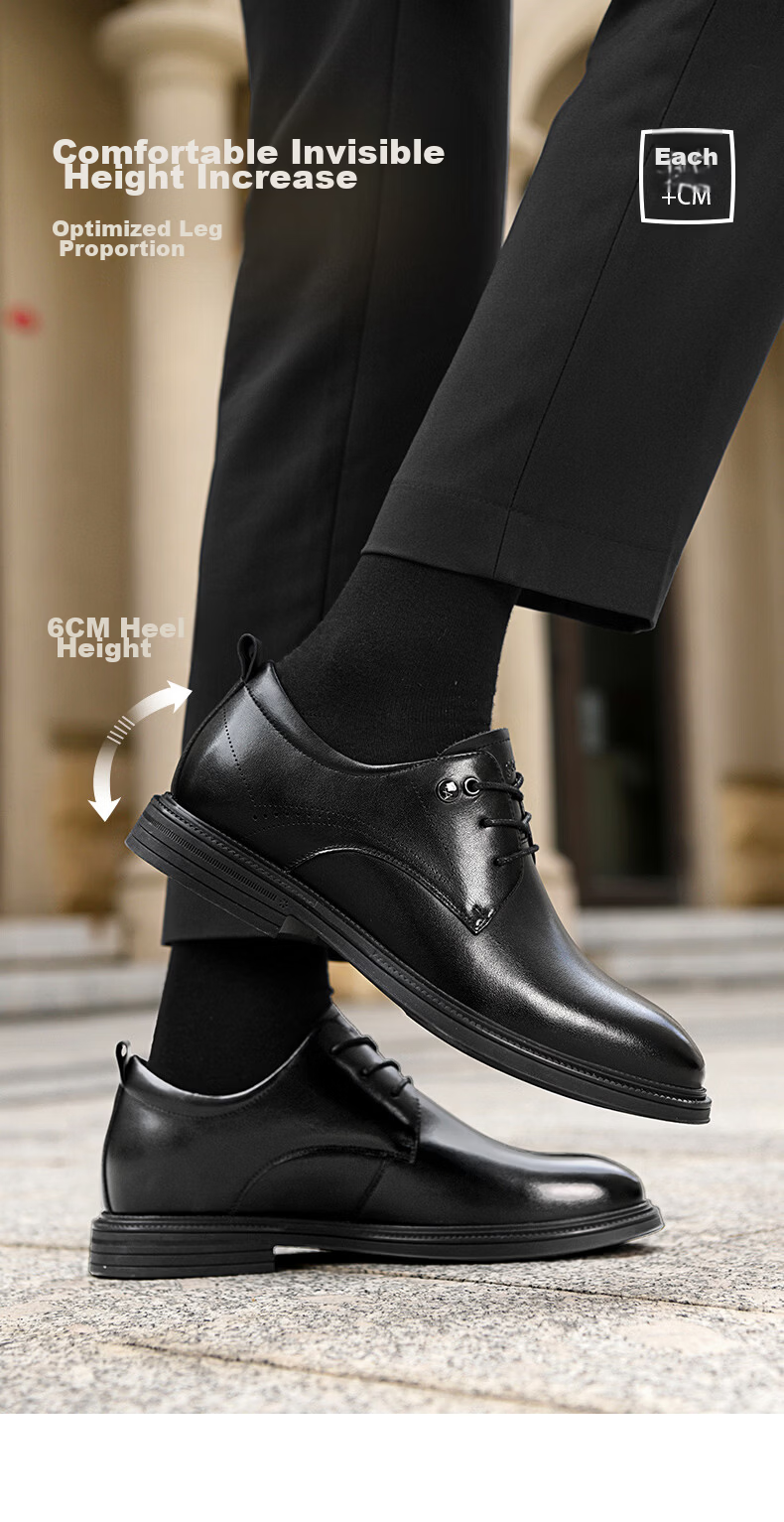 HLA Men's Leather Shoes Business Breathable Derby Black Perforated Size 42 Valentine's Day Gift HAAPXM2EAO079 4