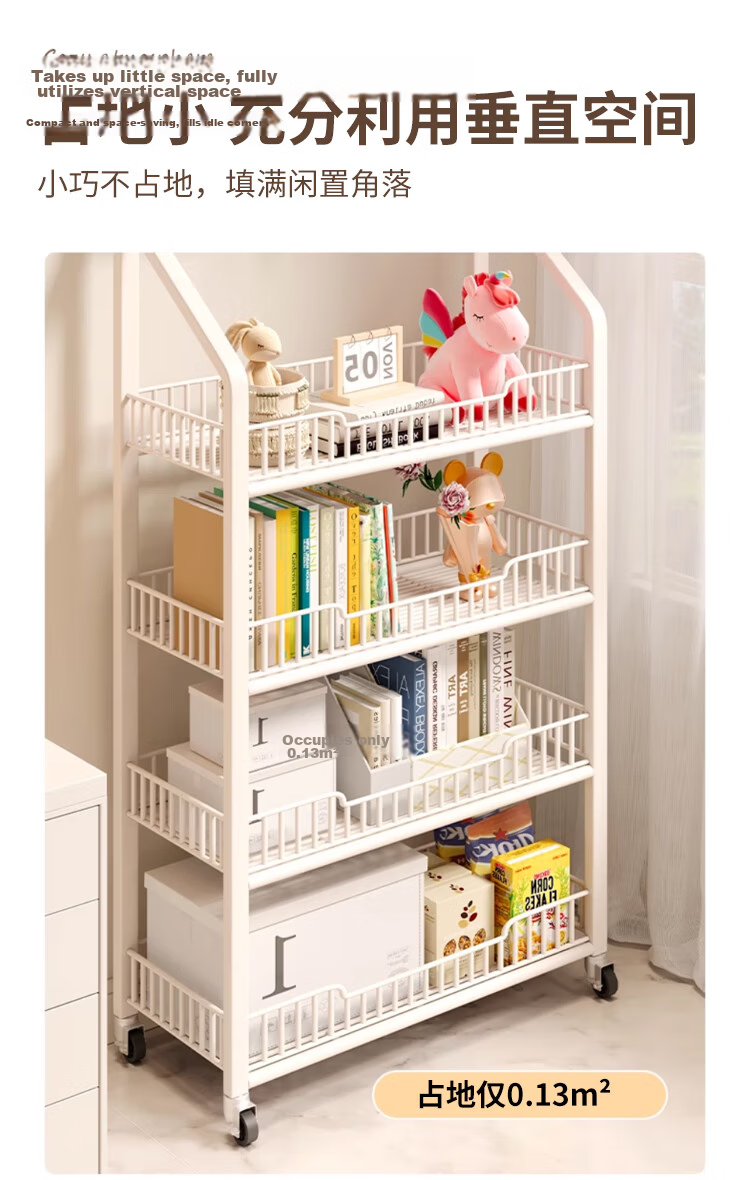 Zhuobo Kitchen Storage Rack, Floor-Standing Organizer, Living Room Snack Shelf, Home Shelving Unit, Metal Shelf, BH17, Five-Tier, White, 60cm 7