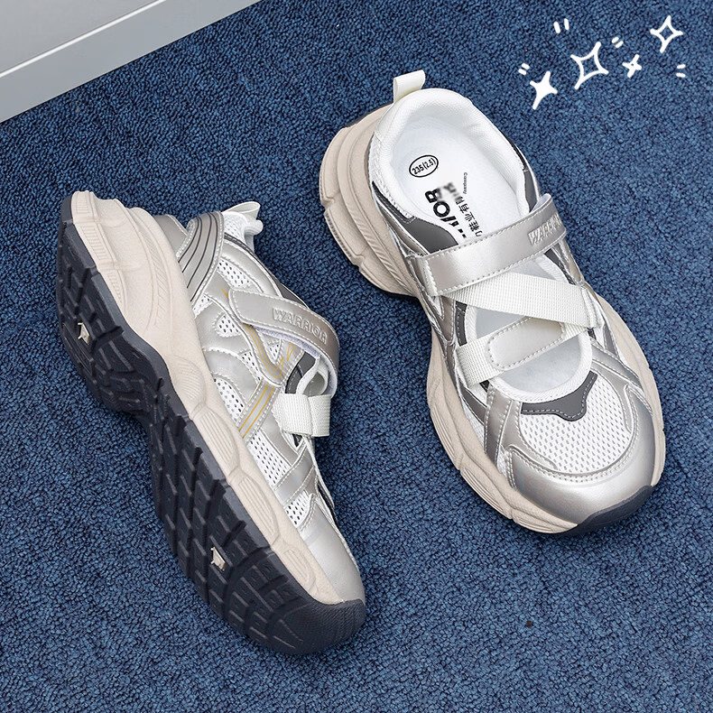 Warrior Women's Sports Sandals 2026 New Summer Hollow Breathable Lightweight Mesh Dad Shoes 109 Off-White Pink Size 38 4
