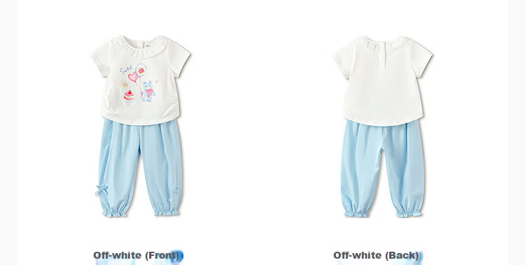 Balabala Girls' Short Sleeve Set Children's Baby Two-Piece 2026 New Summer Delicate Ruffle T-Shirt and Pants Sweet Style 13