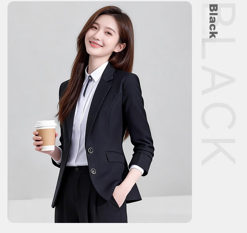 Yulixi Gray Women's Suit Set High-End Professional Formal Slim Fit Wrinkle-Free Blazer for Petite Interview and Commuting 17