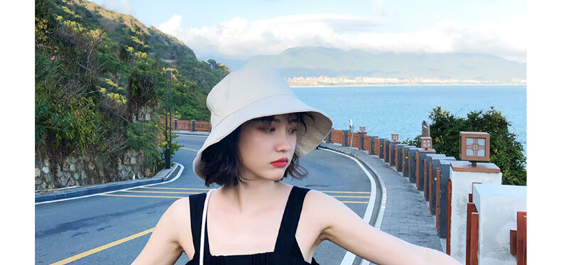 XUEXIMAN Solid Color Fisherman Hat Women Korean Style Versatile Japanese Sun Protection Sunshade Bucket Hat Slim Face Bare Face Hat 6